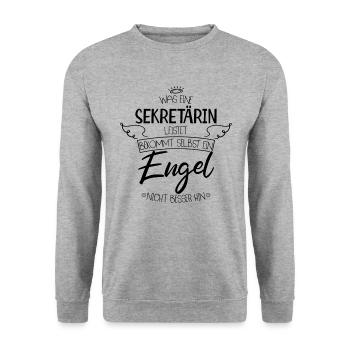 Sekretärin - Unisex Pullover - Weißgrau meliert - Vorne - Alina (178cm) & Michal (187cm)