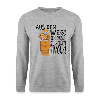 Aus Dem Weg Ich Muss Zu Meinem Volk Imker Biene - Unisex Pullover - Weißgrau meliert - Vorne - Alina (178cm) & Michal (187cm)