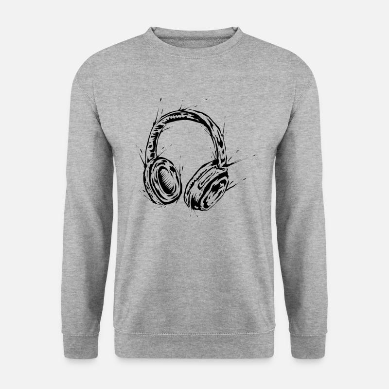 Kopfhörer DJ - Unisex Pullover - Weißgrau meliert