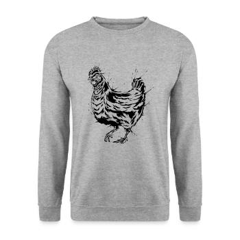Chicken - Unisex Sweatshirt - salt & pepper - Front - Alina (178cm) & Michal (187cm)