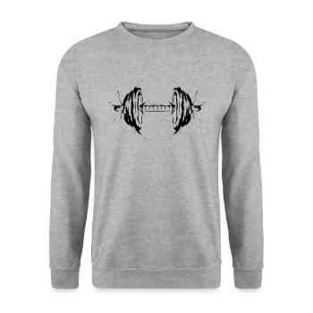 Hantel Fitness - Unisex Pullover - Weißgrau meliert - Vorne - Alina (178cm) & Michal (187cm)