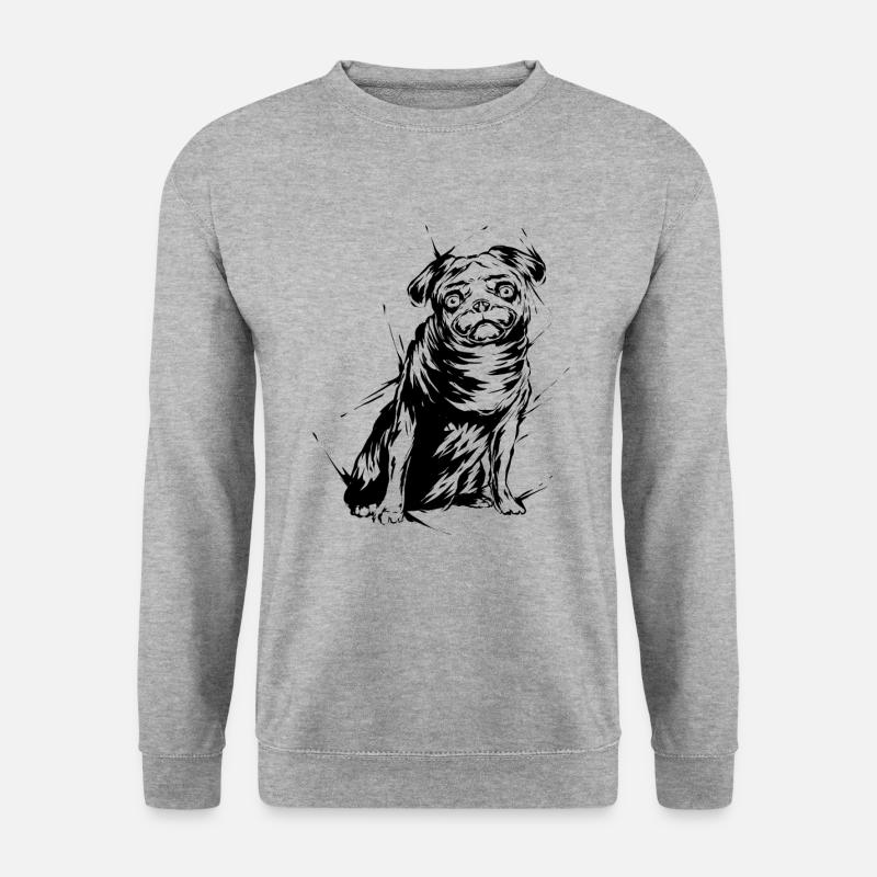 Mops - Unisex Pullover - Weißgrau meliert