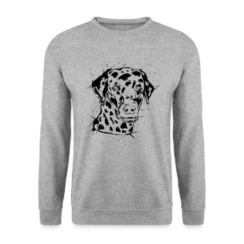 Dalmatiner - Unisex Pullover - Weißgrau meliert - Vorne - Alina (178cm) & Michal (187cm)