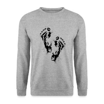 Fußabdruck Barfuß - Unisex Pullover - Weißgrau meliert - Vorne - Alina (178cm) & Michal (187cm)