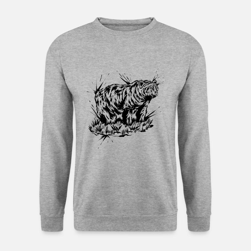 Grizzly Bär - Unisex Pullover - Weißgrau meliert
