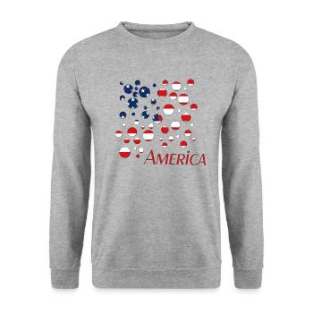 America - Unisex Pullover - Weißgrau meliert - Vorne - Alina (178cm) & Michal (187cm)