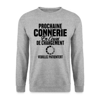 Prochaine Connerie En Cours De Chargement - Sweat-shirt Unisexe - gris chiné - Devant - Alina (178cm) & Michal (187cm)