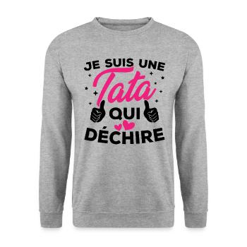 Je suis une tata qui déchire - Sweat-shirt Unisexe - gris chiné - Devant - Alina (178cm) & Michal (187cm)