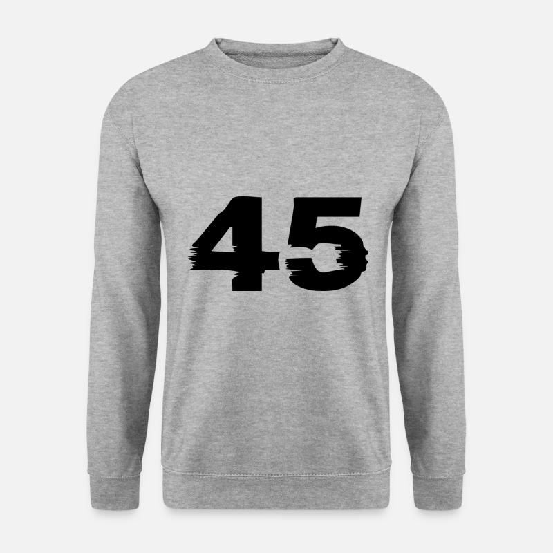 45 Zahl - Unisex Pullover - Weißgrau meliert