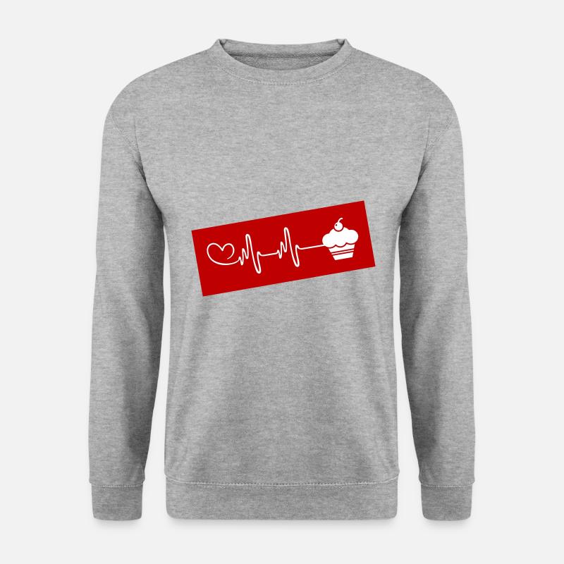 Muffin Puls Herz Liebe - Unisex Pullover - Weißgrau meliert