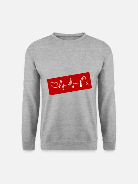 Angelrute Herzschlag - Unisex Pullover - Weißgrau meliert