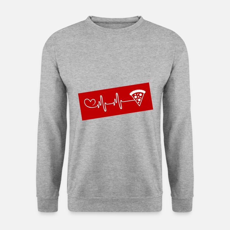 Pizza Puls Herz Liebe - Unisex Pullover - Weißgrau meliert