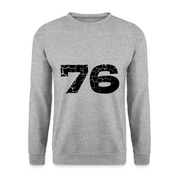 76 Zahl Trikot - Unisex Pullover - Weißgrau meliert - Vorne - Alina (178cm) & Michal (187cm)