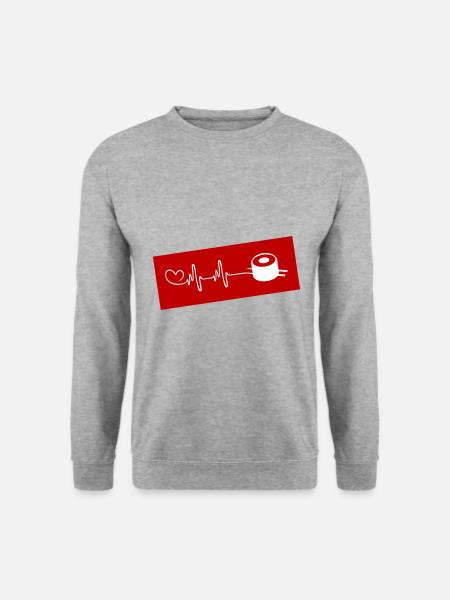 Sushi Puls Herz Liebe - Unisex Pullover - Weißgrau meliert