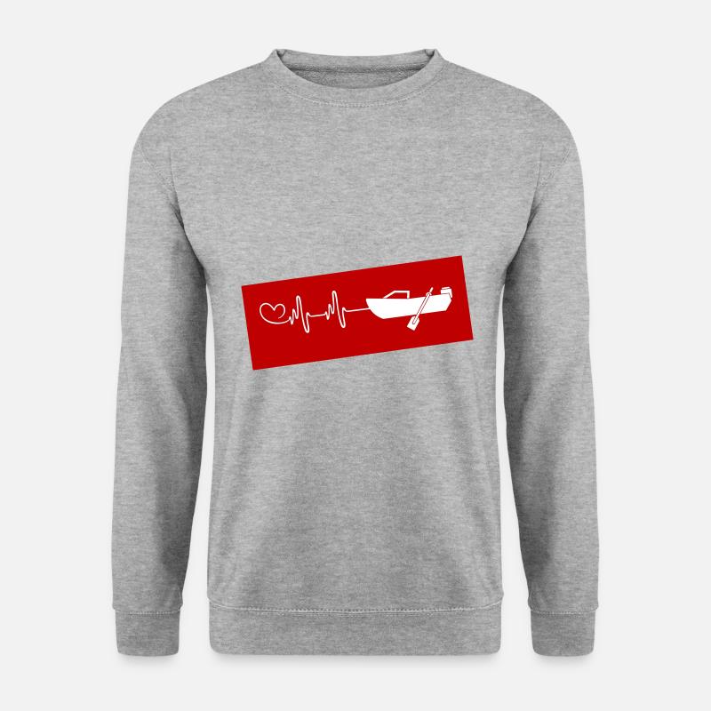 Herzschlag Boot - Unisex Pullover - Weißgrau meliert