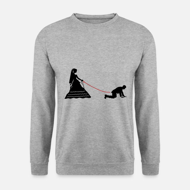 Hochzeit Brautpaar Leine - Unisex Pullover - Weißgrau meliert