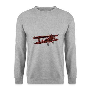 Oldtimer Airplane - Unisex Sweatshirt - salt & pepper - Front - Alina (178cm) & Michal (187cm)