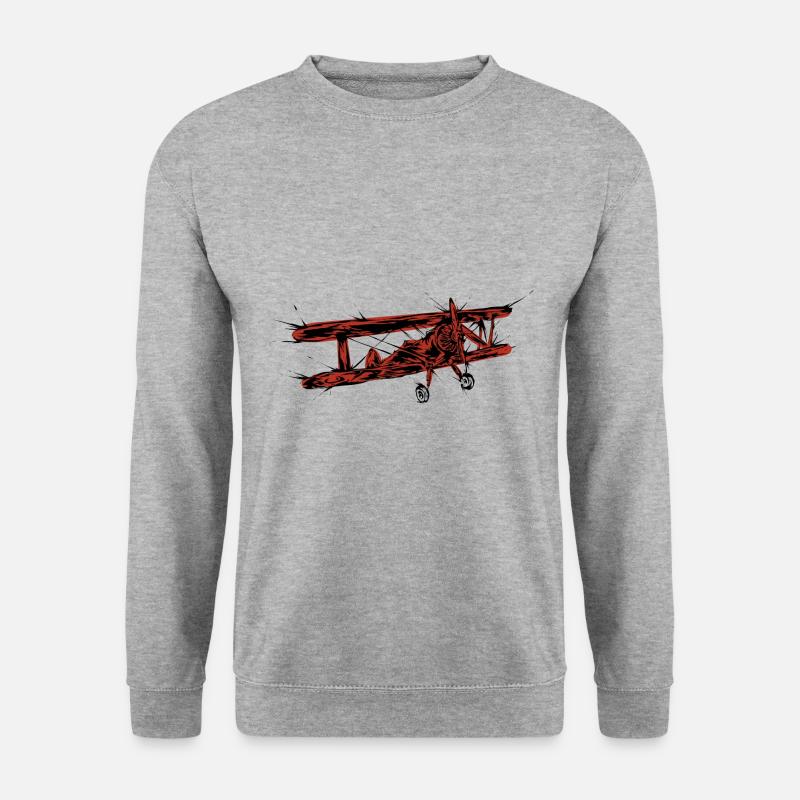 Oldtimer Flugzeug - Unisex Pullover - Weißgrau meliert