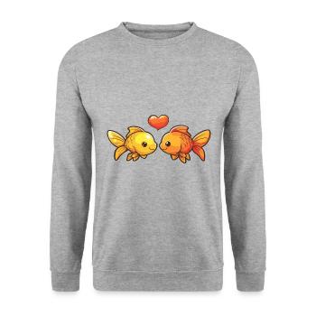 Goldfish Couple Pisces In Love Animal Valentine's Day - Unisex Sweatshirt - salt & pepper - Front - Alina (178cm) & Michal (187cm)
