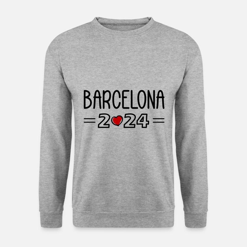 Barcelona 2024 Herz - Unisex Pullover - Weißgrau meliert