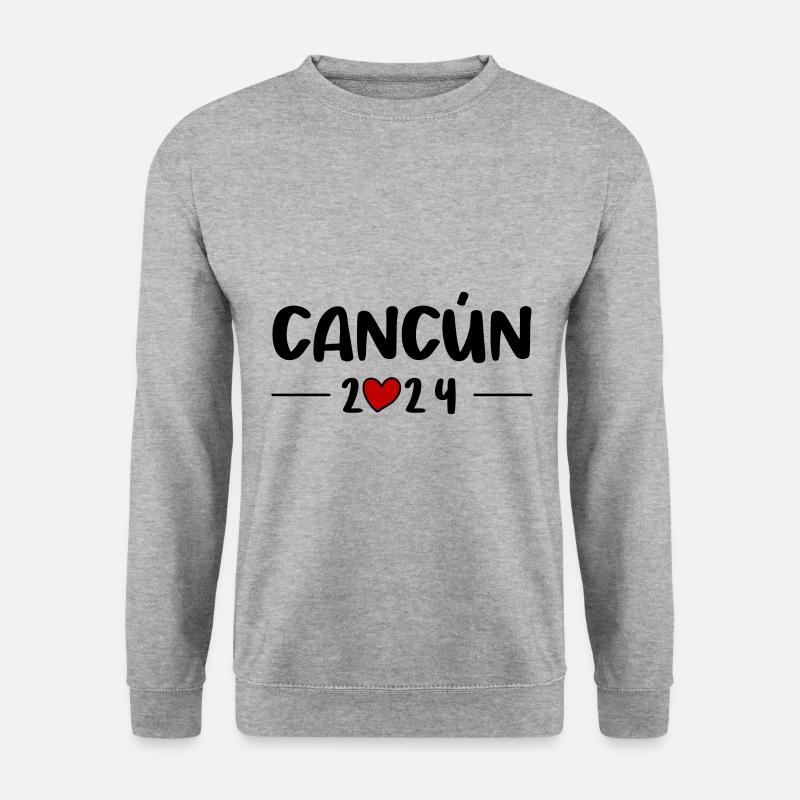 Cancun 2024 Herz Reise - Unisex Pullover - Weißgrau meliert