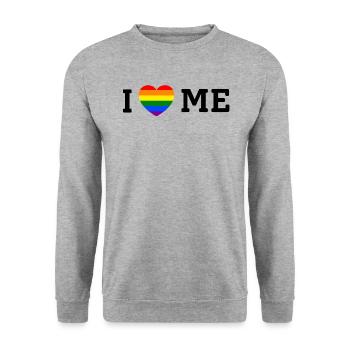 I LOVE ME PRIDE - Unisex Pullover - Weißgrau meliert - Vorne - Alina (178cm) & Michal (187cm)