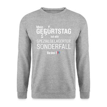 Die Drei ??? Geburtstags-Design - Unisex Pullover - Weißgrau meliert - Vorne - Alina (178cm) & Michal (187cm)