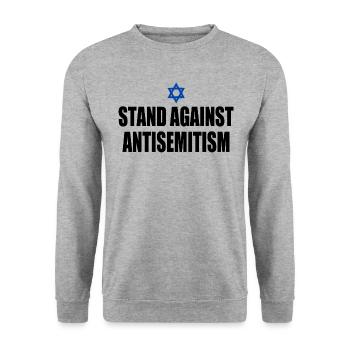 stand against antisemitism - Unisex Pullover - Weißgrau meliert - Vorne - Alina (178cm) & Michal (187cm)