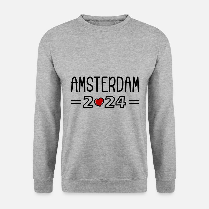 Amsterdam 2024 Herz - Unisex Pullover - Weißgrau meliert