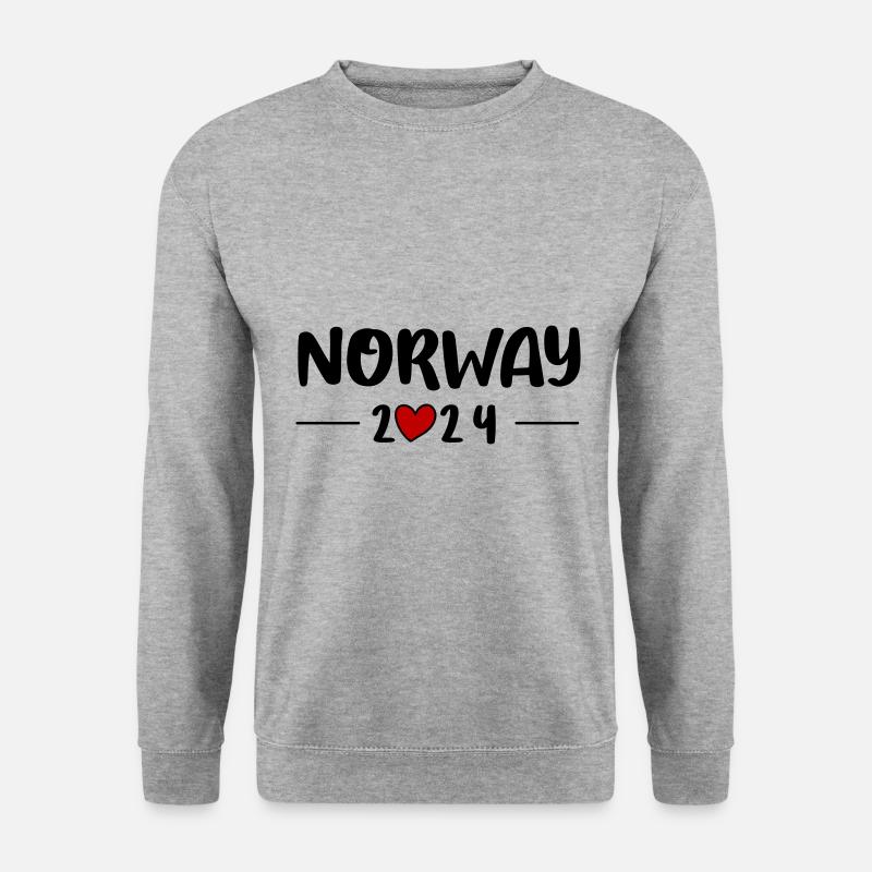 Norwegen 2024 Herz Reise - Unisex Pullover - Weißgrau meliert