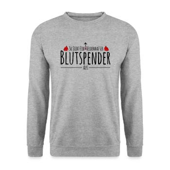Blutspender - Unisex Pullover - Weißgrau meliert - Vorne - Alina (178cm) & Michal (187cm)