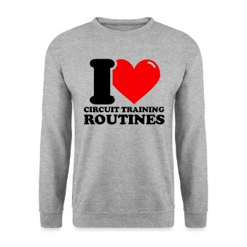 I Love Circuit Training Routines – Fitness Weight - Unisex Sweatshirt - salt & pepper - Front - Alina (178cm) & Michal (187cm)