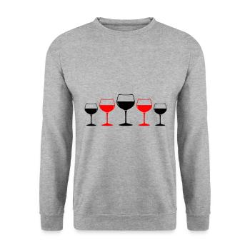 Wine Symbol Red Wine Glass - Unisex Sweatshirt - salt & pepper - Front - Alina (178cm) & Michal (187cm)