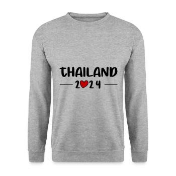 Thailand 2024 Herz Reise - Unisex Pullover - Weißgrau meliert - Vorne - Alina (178cm) & Michal (187cm)