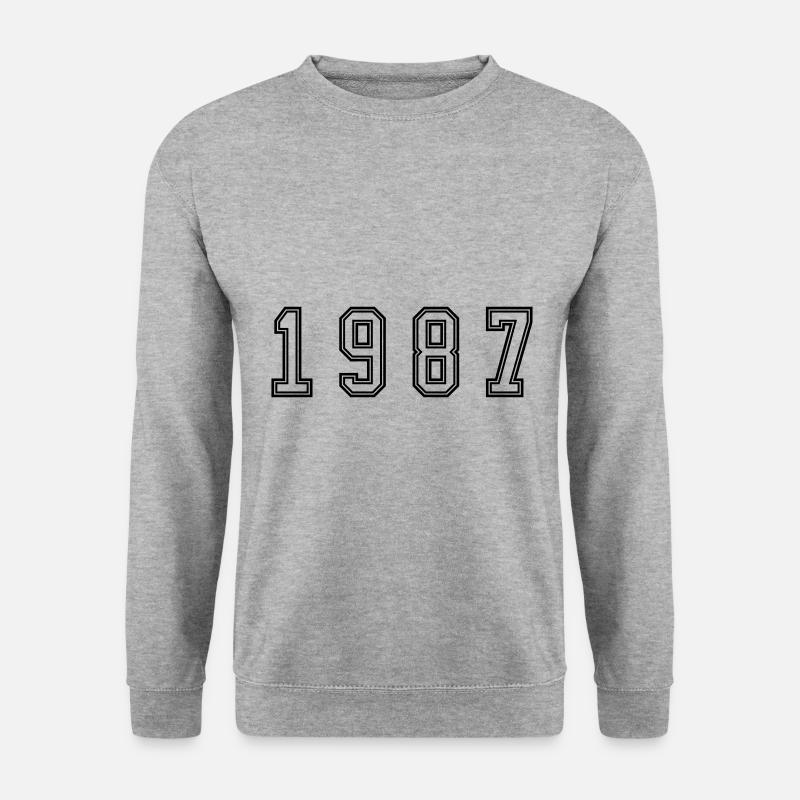 1987 Jahr Zahl - Unisex Pullover - Weißgrau meliert