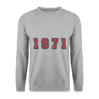1971 year number - Unisex Sweatshirt - salt & pepper - Front - Alina (178cm) & Michal (187cm)