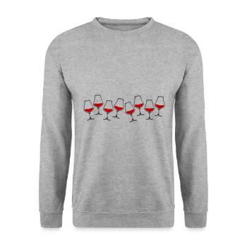 Wein Symbol Glas - Unisex Pullover - Weißgrau meliert - Vorne - Alina (178cm) & Michal (187cm)