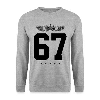 67 Number crown - Unisex Sweatshirt - salt & pepper - Front - Alina (178cm) & Michal (187cm)
