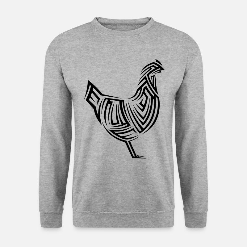 Tatouage tribal de poulet - Sweat-shirt Unisexe - gris chiné