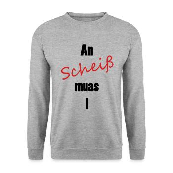 An scheiß muas I - Unisex Pullover - Weißgrau meliert - Vorne - Alina (178cm) & Michal (187cm)
