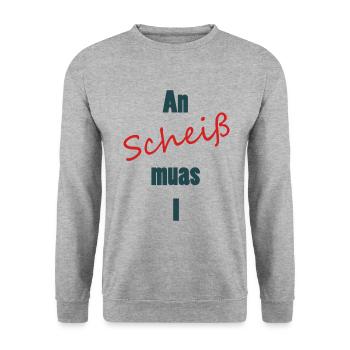 An scheiß muas I - Unisex Pullover - Weißgrau meliert - Vorne - Alina (178cm) & Michal (187cm)