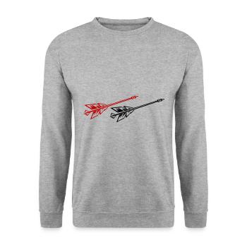 Darts Team Dartpfeile Symbol - Unisex Pullover - Weißgrau meliert - Vorne - Alina (178cm) & Michal (187cm)
