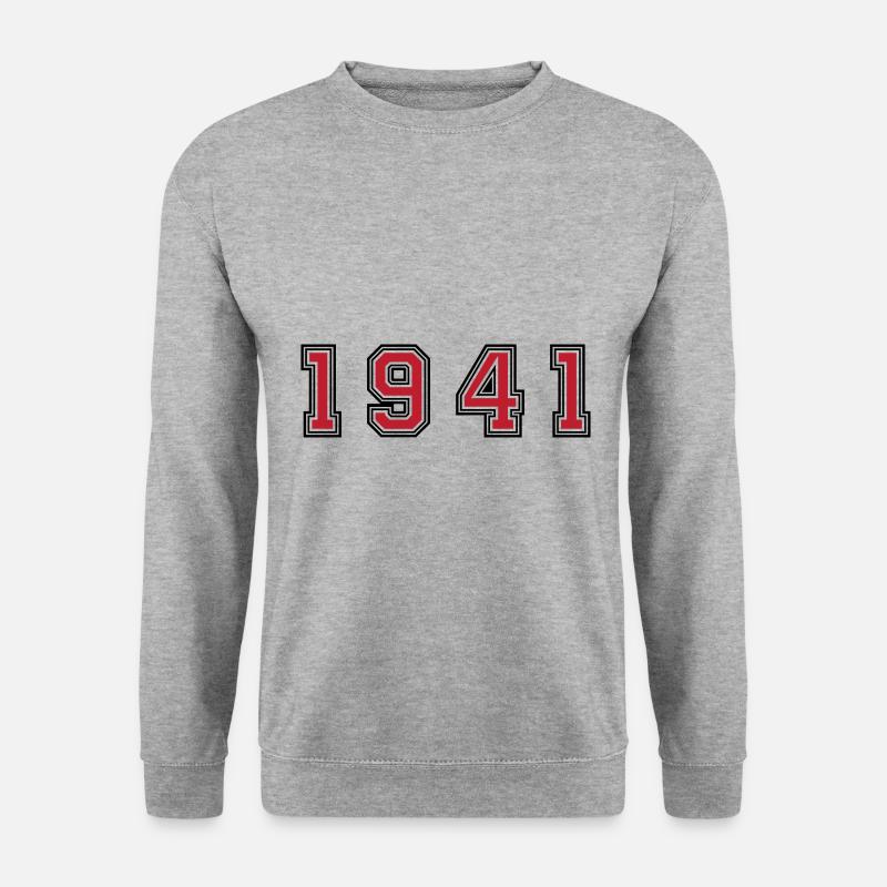 1941 Jahr Zahl - Unisex Pullover - Weißgrau meliert