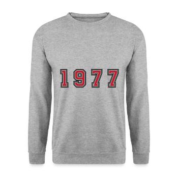 Numéro de l’année 1977 - Sweat-shirt Unisexe - gris chiné - Devant - Alina (178cm) & Michal (187cm)