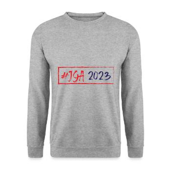 Jga 2023 Junggesellenabschied - Unisex Pullover - Weißgrau meliert - Vorne - Alina (178cm) & Michal (187cm)