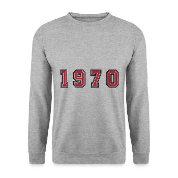 Numéro de l’année 1970 - Sweat-shirt Unisexe - gris chiné - Devant - Alina (178cm) & Michal (187cm)