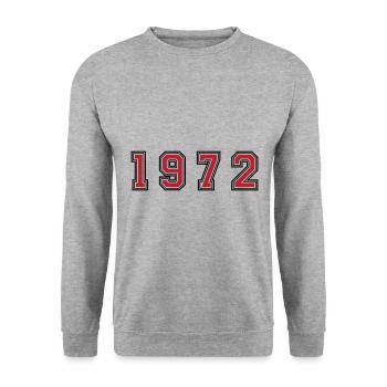 1972 Jahr Zahl - Unisex Pullover - Weißgrau meliert - Vorne - Alina (178cm) & Michal (187cm)