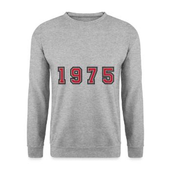 1975 Jahr Zahl - Unisex Pullover - Weißgrau meliert - Vorne - Alina (178cm) & Michal (187cm)