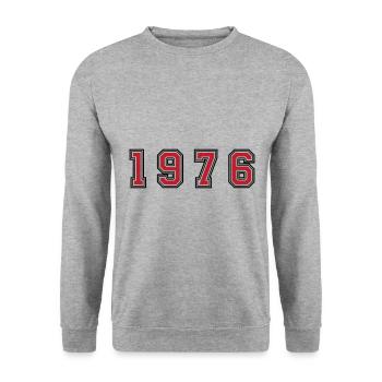 Numéro de l’année 1976 - Sweat-shirt Unisexe - gris chiné - Devant - Alina (178cm) & Michal (187cm)