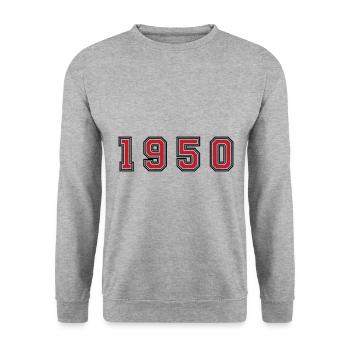 Numéro de l’année 1950 - Sweat-shirt Unisexe - gris chiné - Devant - Alina (178cm) & Michal (187cm)